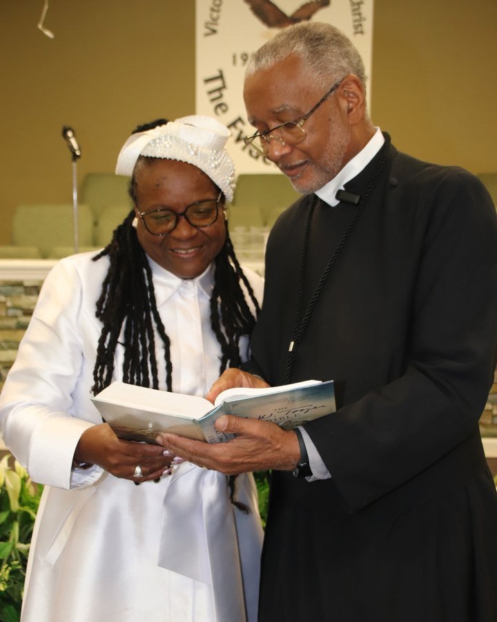 Dr. Gary L. Cordon, Sr. and First Lady Dr. Chris B. Cordon reading the Bible together